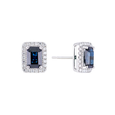 Broqueles de oro blanco con zafiros y diamantes