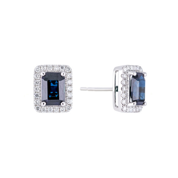 Broqueles de oro blanco con zafiros y diamantes