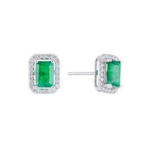 Broqueles de oro blanco con esmeraldas y diamantes