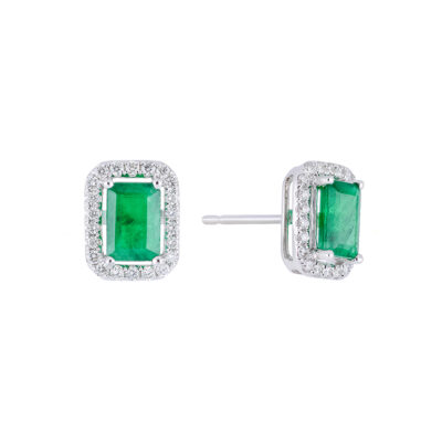 Broqueles de oro blanco con esmeraldas y diamantes