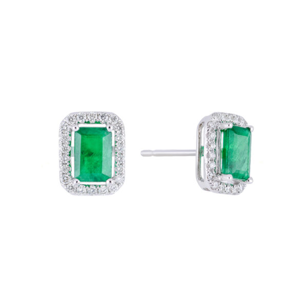Broqueles de oro blanco con esmeraldas y diamantes