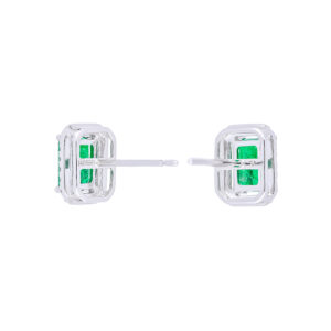Broqueles de oro blanco con esmeraldas y diamantes - Imagen 2