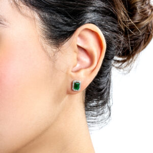 Broqueles de oro blanco con esmeraldas y diamantes - Imagen 3