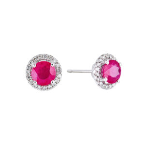 Broqueles de oro blanco con rubíes y diamantes