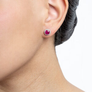 Broqueles de oro blanco con rubíes y diamantes - Imagen 3