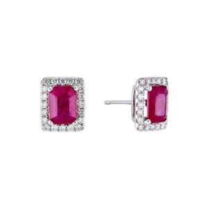 Broqueles de oro blanco con rubíes y diamantes
