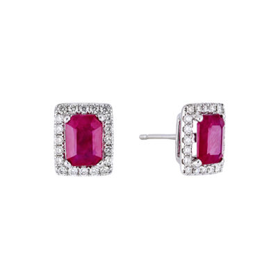 Broqueles de oro blanco con rubíes y diamantes