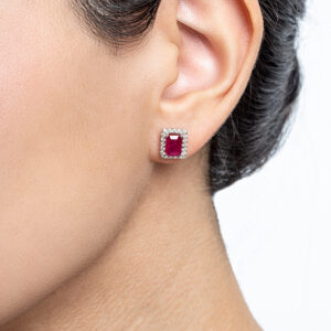 Broqueles de oro blanco con rubíes y diamantes - Imagen 3
