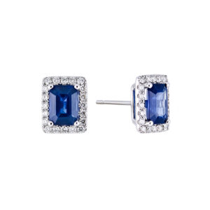 Broqueles de oro blanco con zafiros y diamantes