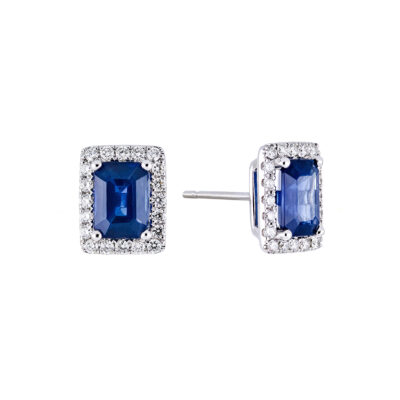 Broqueles de oro blanco con zafiros y diamantes
