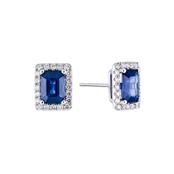 Broqueles de oro blanco con zafiros y diamantes