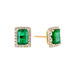 Broqueles de oro amarillo con esmeraldas y diamantes