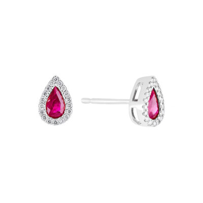 Broqueles de oro blanco con rubíes y diamantes