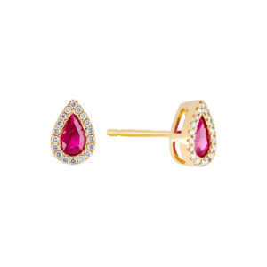 Broqueles de oro amarillo con rubíes y diamantes
