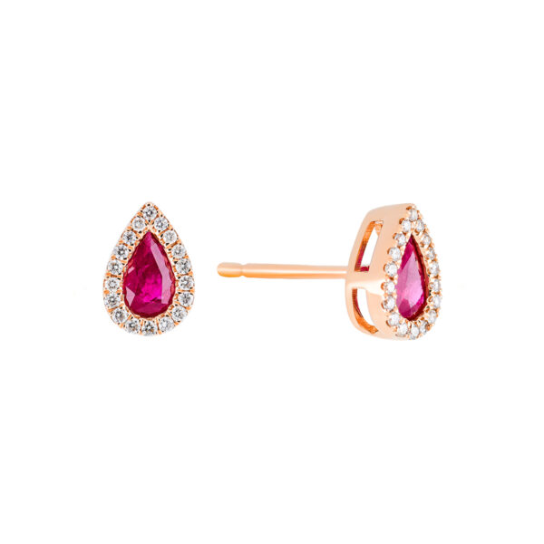 Broqueles de oro rosa con rubíes y diamantes