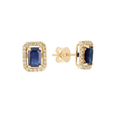 Broqueles de oro amarillo con zafiro y diamantes