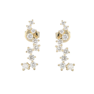Broqueles de Oro Amarillo con Diamantes
