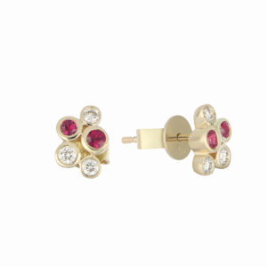 Broqueles de Oro Amarillo con Rubíes y Diamantes - Imagen 2