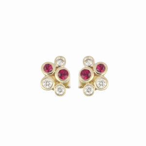 Broqueles de Oro Amarillo con Rubíes y Diamantes