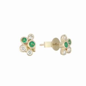 Broqueles de Oro Amarillo con Esmeralda y Diamante - Imagen 2