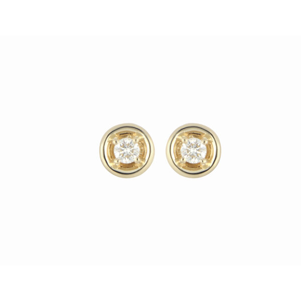 Broqueles de Oro Amarillo con Diamante