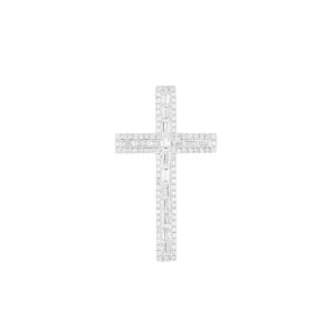 Dije de cruz de oro blanco con diamantes