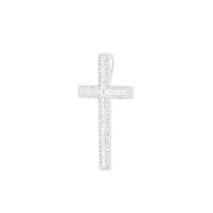 Dije de cruz de oro blanco con diamantes - Imagen 2