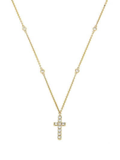 Gargantilla cruz, oro y diamantes.
