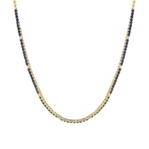 Gargantilla tenis de oro con zafiros y diamantes