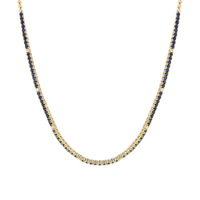Gargantilla tenis de oro con zafiros y diamantes