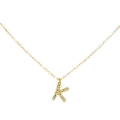 Inicial K de oro con diamantes