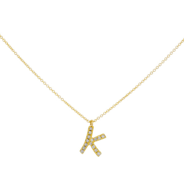 Inicial K de oro con diamantes