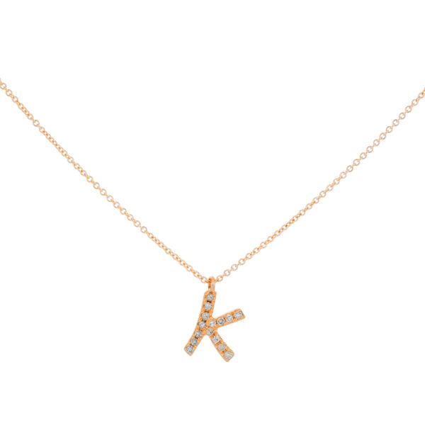 inicial K de oro con diamantes