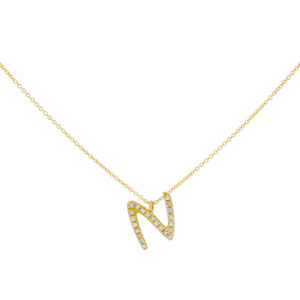 Inicial N de oro con diamantes