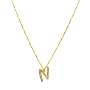 Inicial N de oro con diamantes - Imagen 2