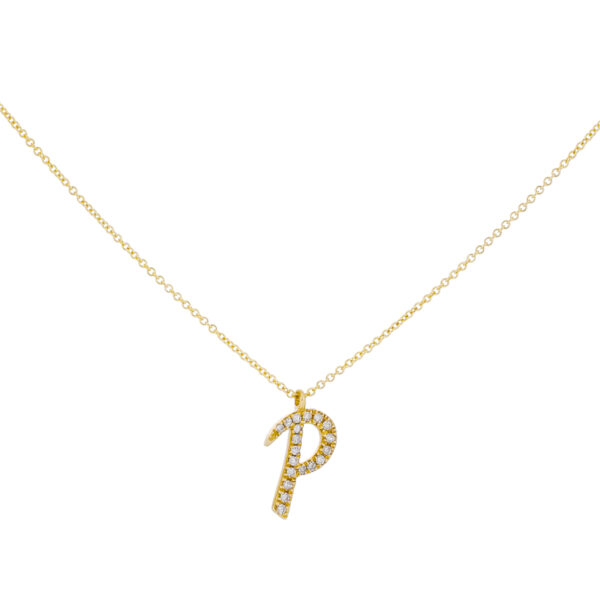 Inicial P de oro con diamantes
