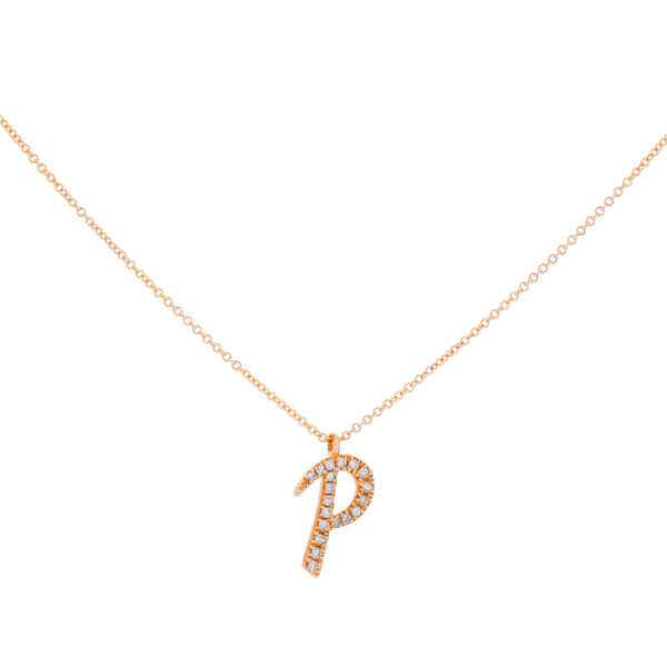 Inicial P de oro con diamantes