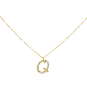 Inicial Q de oro con diamantes