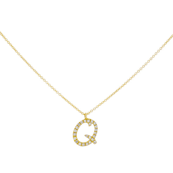 Inicial Q de oro con diamantes