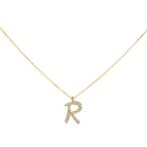 Inicial R de oro con diamantes