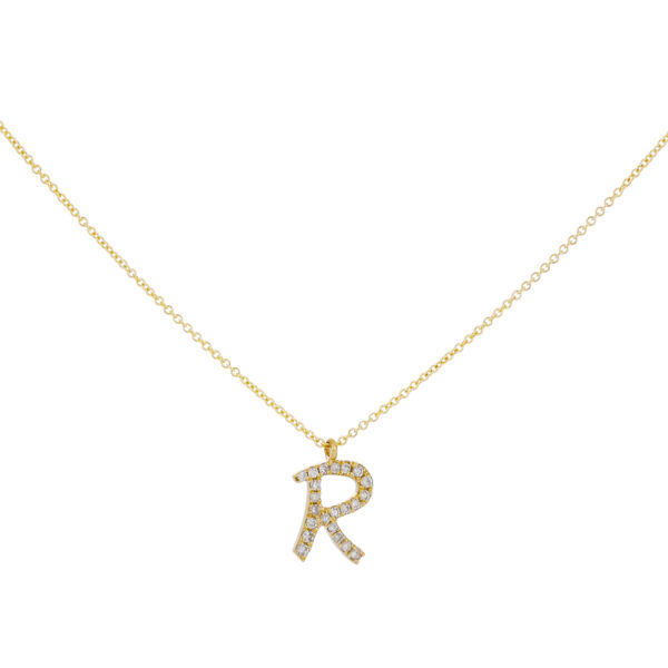Inicial R de oro con diamantes