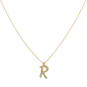 Inicial R de oro con diamantes - Imagen 2