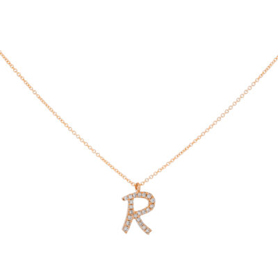 Inicial R de oro con diamantes