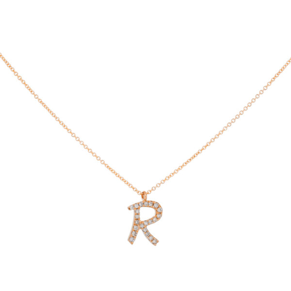 Inicial R de oro con diamantes