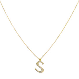 Inicial S de oro con diamantes - Imagen 2