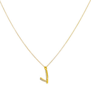 Inicial V de oro con diamantes - Imagen 2