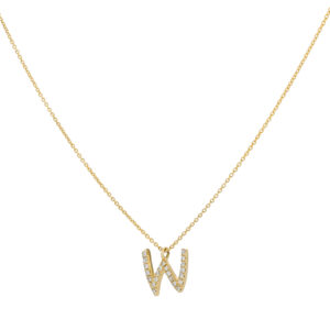 Inicial W de oro con diamantes - Imagen 2