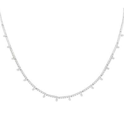 Gargantilla oro blanco con diamantes.