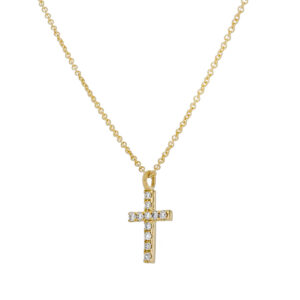 Dije cruz de oro amarillo con diamantes - Imagen 2