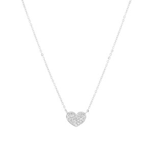 Dije corazón de oro blanco con diamantes